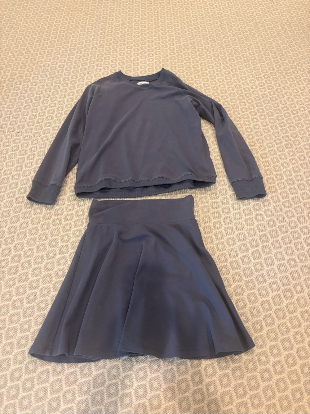 Women’s Navy Skirt Set - Crew Sweatshirt & Flared Skirt